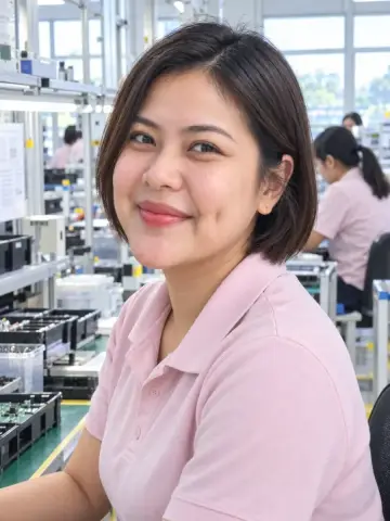 สาวโรงงานยิ้มในไลน์ผลิต